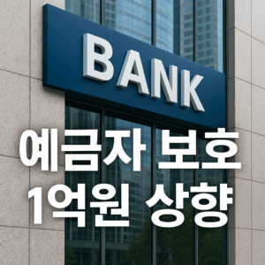 현대적인 은행 건물 전경, 예금자 보호 한도 1억 원 상향을 상징하는 이미지